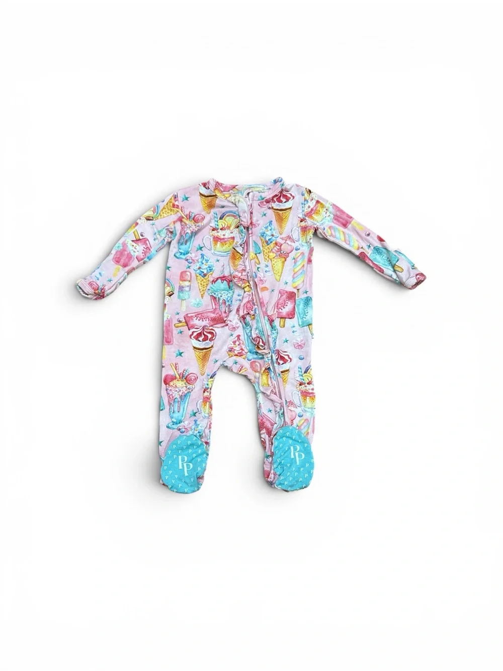 Posh Peanut Priscilla Bamboo Ice Cream Treat Footed Zippy Girls Size 0-3 Months